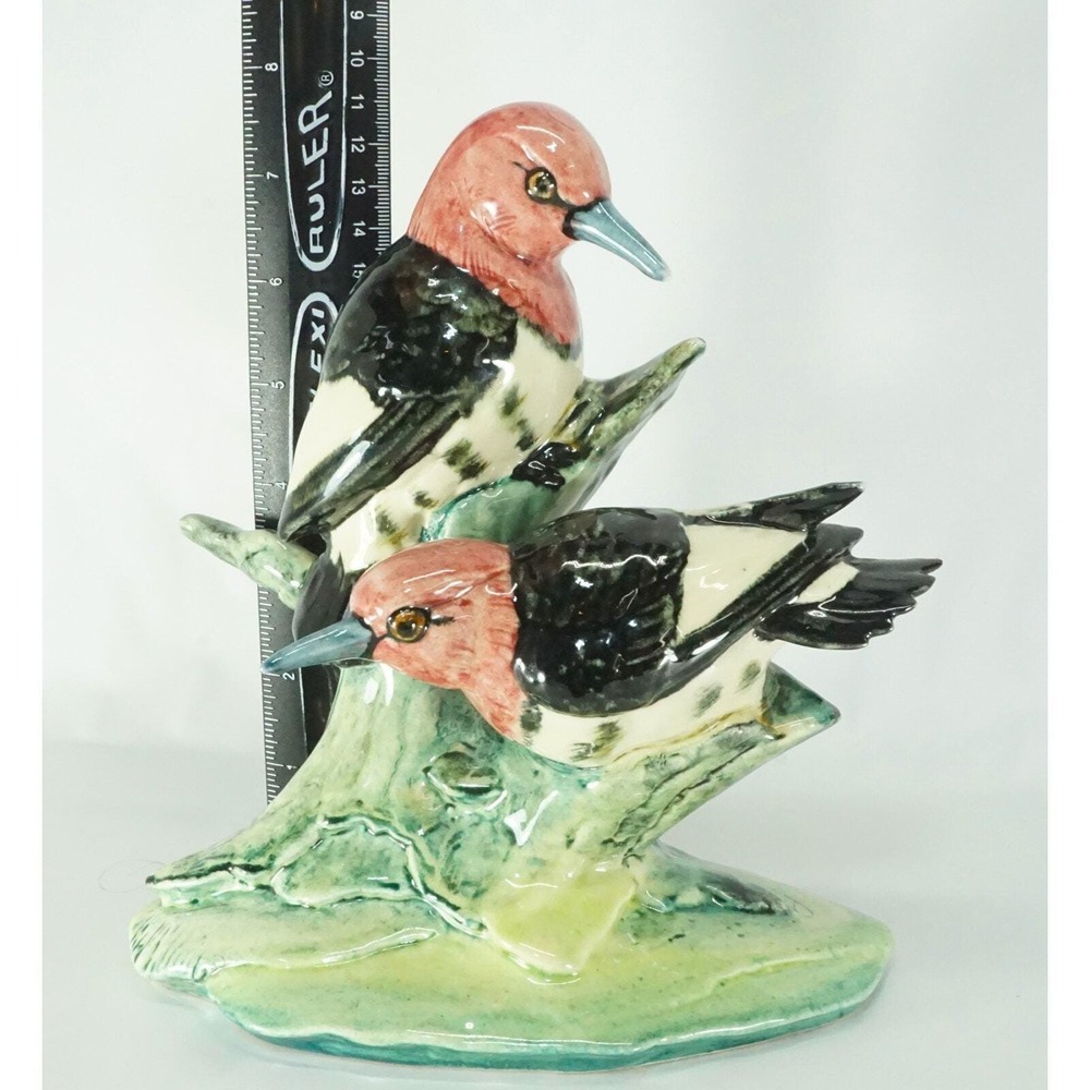 Stangl Pottery Birds Double Red Headed Woodpeckers / Pair Gloss Heads Vintage - Picture 10 of 11